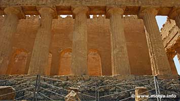 View of the walls of the cella of the temple of Concordia, the walls were rebuilt for the church View of the walls of the cella of the temple of Concordia, the walls were rebuilt for the church