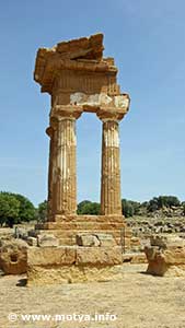 The columns and remains of the temple of the Dioscuri, Castor and Pollux The columns and remains of the temple of the Dioscuri, Castor and Pollux