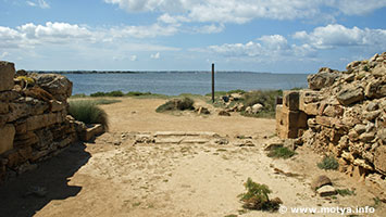 View from the southern gate of Motya, the Stagnone di Marsala with in the background the cape Lilibaeum and Marsala. View from the southern gate of Motya, the Stagnone di Marsala with in the background the cape Lilibaeum and Marsala.